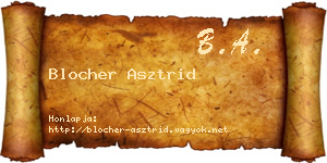 Blocher Asztrid névjegykártya